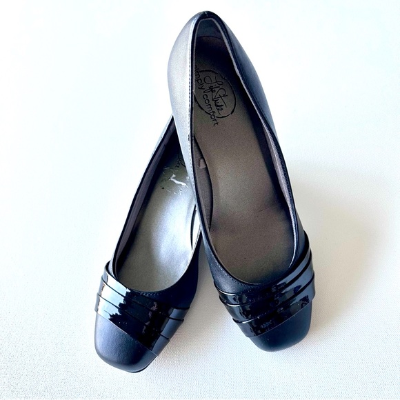 BNNU Life Stride Simply Comfort Black Patent Leather Wedge Shoe - Picture 1 of 3